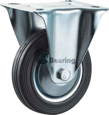 China 8 Inch Black Rigid Rubber Industrial Caster 200mm Swivel Rubber Wheel Parts for sale