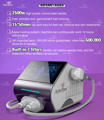 중국 무통 영원한 머리 제거 기계 2500W OPT IPL 피부 처리 기계 판매용