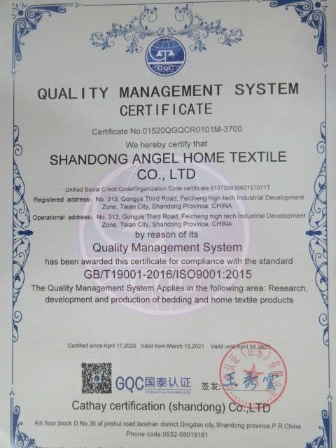 ISO9001 - Shandong Angel Home Textile Co., Ltd.