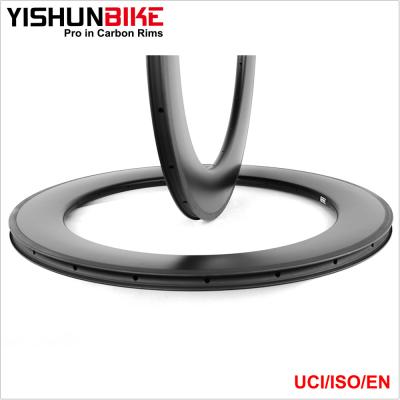 China Road bicycle carbon rims YISHUNBIKE 255 U-anvil 525mm ERD TG tubeless ready rim WU6C-TLR-255TG carbon road bicycle wheel rim WU6C-TLR-255TG for sale