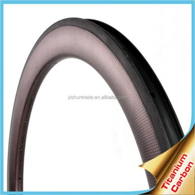 China Newest YISHUN Bike 50mm Anvil Super Light Carbon Titanium Edges For Road Bicycle 700C WU5C (C+T) for sale