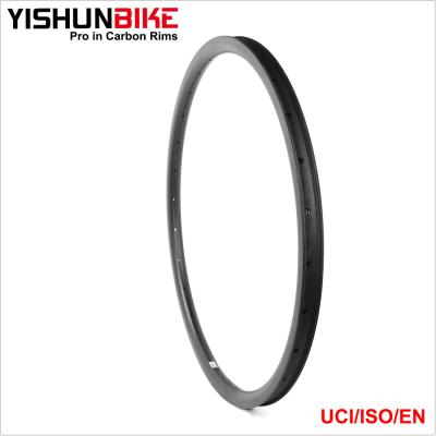 China YISHUN Newest Stiff 700c Carbon Road Bike 16-32h Offset Asymmetry Gravel 28mm Profile 29mm Cyclocro Wide Carbon Rims Gravel28C-TLR for sale