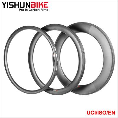 China Good YISHUN 55mm Carbon Rim Toray Basalt Brake Surface Rim Road Carbon Tubular Bicycle Carbon 535mm ERD Rims Factory WTD5T for sale