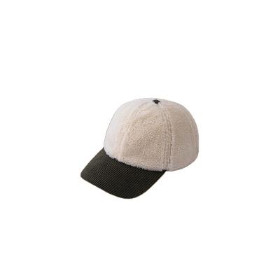 China Wholesale COMMON Tow Tone 6 Panel Hats Baseball Caps Plush Fleece Sherpa Headwear Fengsheng Corduroy Brim Unstructured Brim Dad Covers Hats for sale