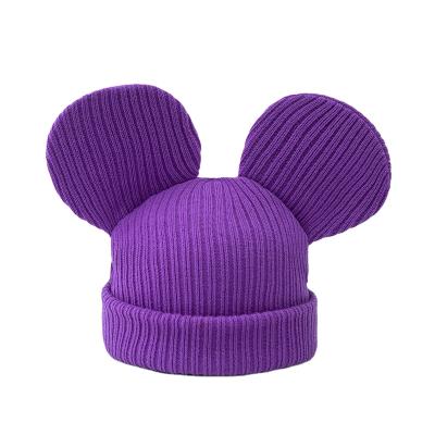 China COMMON 2021 Ready To Ship Mickey Ears Beanies For Adult Cute Wholesale Winter Knit Beanie Hats Solid Color Street Wear Dropship for sale