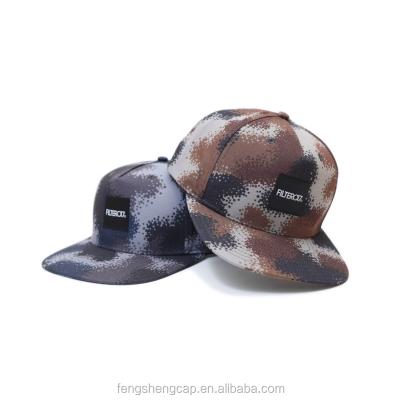 China COMMON High Quality Custom Spotted Camouflage Snapback Caps Outdoor 5 Panel High Profile Denmark Camouflage Snapback Hat for sale