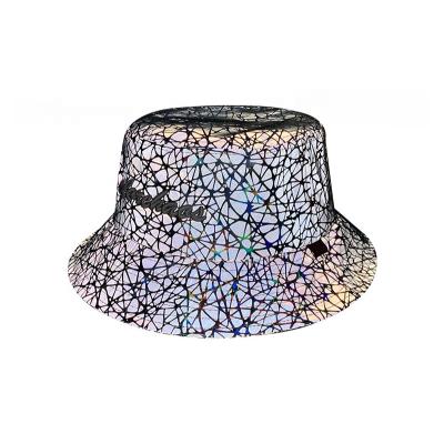 China 2021 Plush New Design Reflective Bucket Hat For High Visibility Shining Pattern Fisherman Cracky Cap for sale