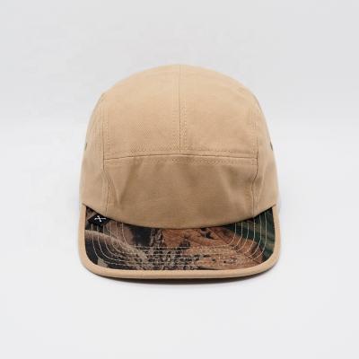 China Wholesale Bill Hat 5 Panel Custom Unstructured Camp Hat Simple Flat Cotton Camouflage Outdoor Strapback Hat For Men for sale