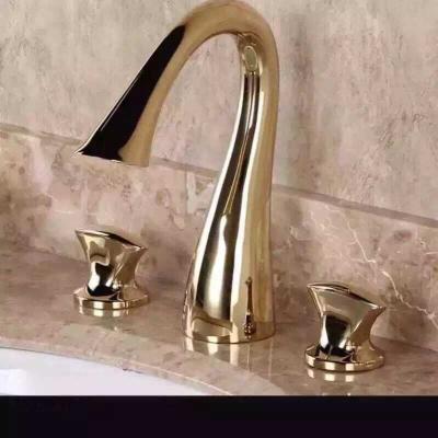 China Metered Instant Black Matte Faucet Dual Handle Faucet Delivery 3-Hole Double Handle Bathroom Basin Faucet for sale