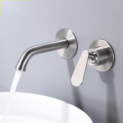 China High Quality 304 Hidden Tub Metered Faucet Stainless Steel Hot And Cold Water Taps Wall Mounthed Faucet for sale