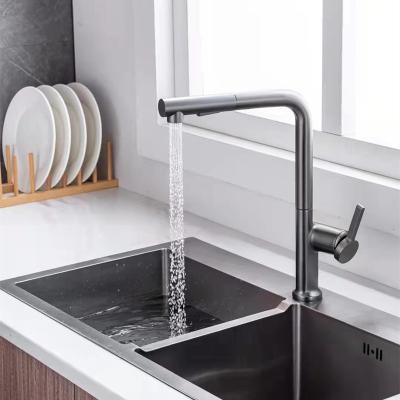 China Pull Down Spray Factory Price Single Hole Deck Mounted Pull Down Kitchen Faucet Brass Hot And Cold Mixer Tap for sale