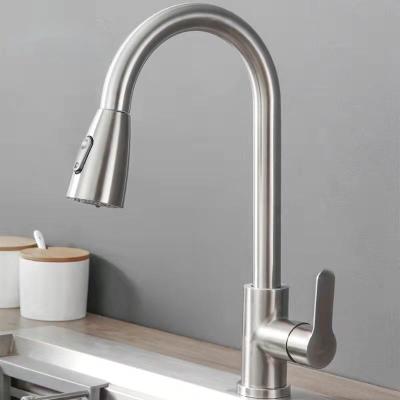 China Pull Out Spray Swept Pull Down Single Tap 304 Stainless Steel Single Sale Kitchen Sink Sprayer Handle Core Black And Gold Hot Cold Water for sale