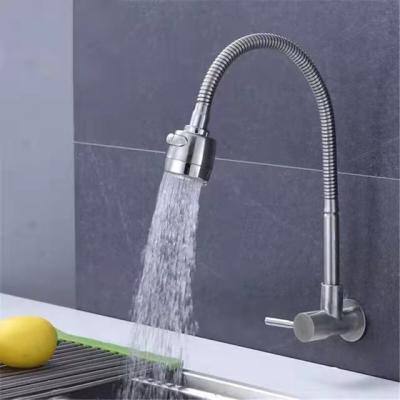 China Other Best Price SUS304 Stainless Steel Cold Water Tap Kitchen Faucet Single Flexible Gooseneck Sprayer for sale