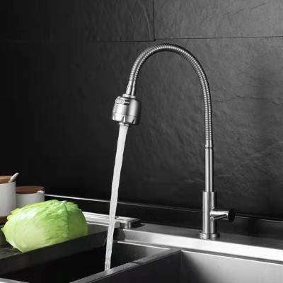 China Other Best Price Stainless Steel SUS304 SUS201 Cold Water Tap Kitchen Faucet Single Flexible Gooseneck Sprayer for sale