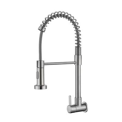 China Sense Faucets Luxury Design Brushed Nickel Stainless Single Handle Commercial Kitchen Faucets With Pull Down Sprayer for sale