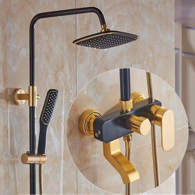 China With Sliding Bar Bath Faucet Shower Sets New Design Space Body Bathroom Gold Black Sale Style Time Ceramic Hand Whole Wall Mounted Aluminum Clear for sale