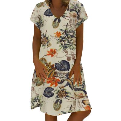 China SunNY Everset Women Clothing Summer Viable Dress Women's Floral Sundress Printed Short Sleeve Maxi Vestidos Female Casual Dress for sale