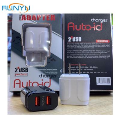 China Good Quality High Speed ​​2.4 A Dual Port USB Charger EU US Plug With Package for sale