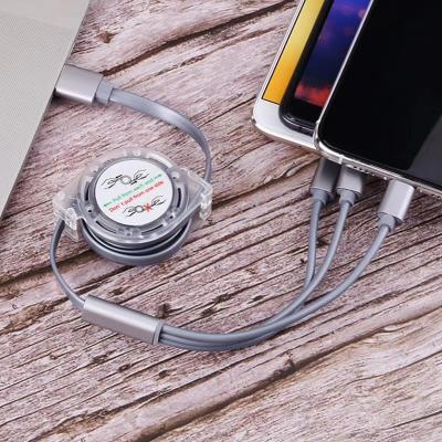 China High Speed ​​3 In 1 Retractable USB Data Charging Cable Type C Cable Charger Micro Usb Cable for sale