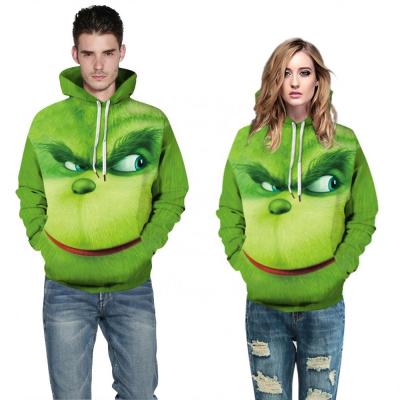 China high quality fashionable boys men's clothing green hair oversized monster print men's anti-wrinkle QYXH131154 winter hoodie digital hoodies for sale