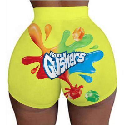 China Anti-wrinkle YJDK hot sale women biker shorts 2020 new candy color skinny sports 3D printing woman shorts for sale