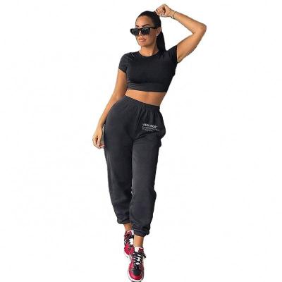 China Hot Selling Custom Made Anti-Wrinkle Amazon Drop Ladies Sports Piece Pants With Solid Color Loungewear Stacked Pants for sale