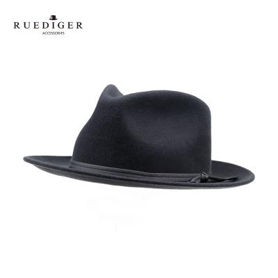 China Wholesale Custom British Style Wide Brim Wool New Picture Mens 100% Black Felt Hat Felt Hats for sale