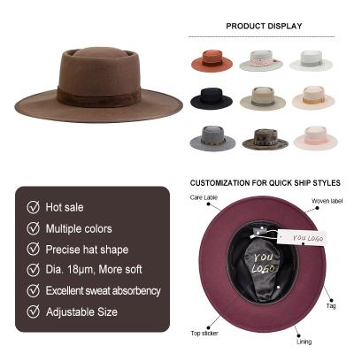 China 2022 Image HuaYi brand tourtiere felt hats for women spring big winter brim wool felt hat for sale