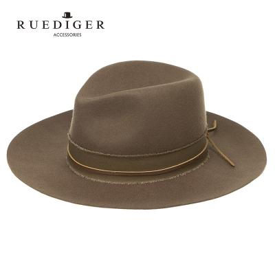 China Brown Fedora Hat Classic Color Wool Picture Style 100% Wide Brim Felt Unisex for sale