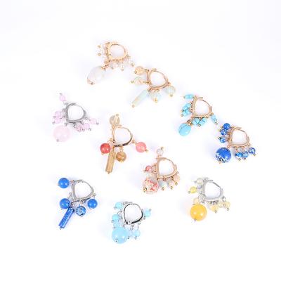 China Wholesale Fashion Multicolor Vintage High Quality Stain Good Quality Natural Stone Stud Earrings For Women 2021 for sale