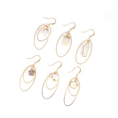 China High quality new fashion accessories listing gold plated natural pearl circle copper earrings for women for sale