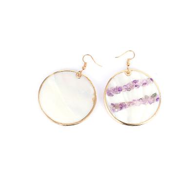 China Best Selling Vintage Popular Purple High Quality Natural Stone Jewelry Round Shape Earings 2021 Women for sale