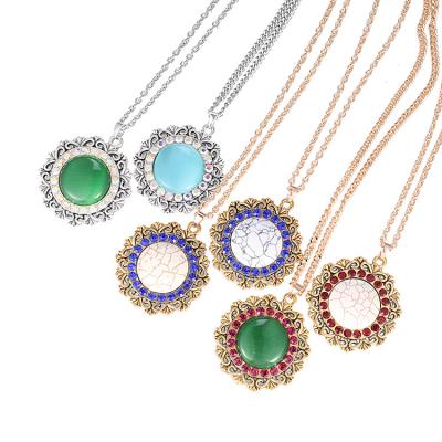 China High quality factory supply fashion necklace jewelry round luxurious vintage stone natural color necklace for sale