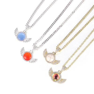 China The high quality factory will supply the colorful natural stone pendants, angel wing jewelry and fashion long necklaces in China for sale