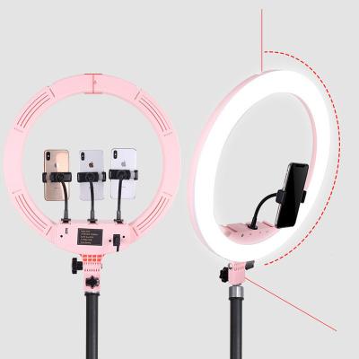 China Tik Tok Professional Large Led Pink Selfie Fashion 360 Circle Photography Stick 18 Inch Ring Light With Tripod Stand for sale