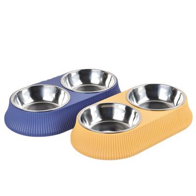 China Double Column Viable Roman Pet Bowl/Cat Bowl/Dog Feeding and Drinking Basin Stainless Steel Pet Bowl Pet Cat Pet Food Bowl for sale