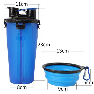 China Sustainable Pet supplies multifunctional pet dog water bottle and feeder pet plastic water bottle with folding bowl for sale