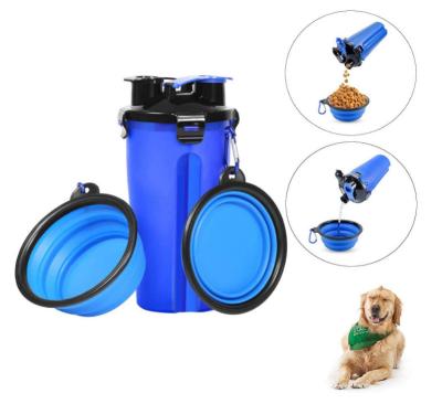 China Sustainable Pet supplies multifunctional food bottle food container bowl feeder portable dog travel water bottle for sale