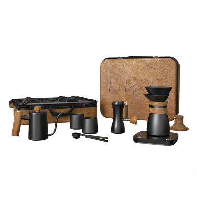 China Modern Design Sustainable DHPO v60 Ceramic Pour Coffee Maker Set With Luxury Suitcase For Camping And Cafe Gift for sale