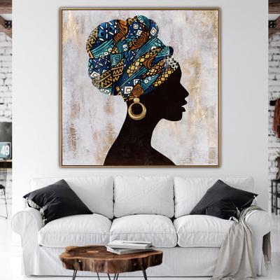 China Waterproof+ECO-Friendly Retro Decor Canvas OilPaintings Hand Painted African American Women Girl Oil Paintings Original Custom Hallway Paintings for sale