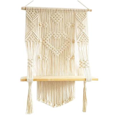 China Minimalist Good Bohemian Macrame Hangers Shelf Decor Wall Flat Hanging Decorations For Home for sale