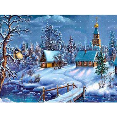 China New Custom Classic/Postmodern Wall Picture Embroidery Cross Stitch Mosaic Diamond Painting Art Full Square /Round Drill DIY 5D Winter Snow Landscape Diamond Painting for sale