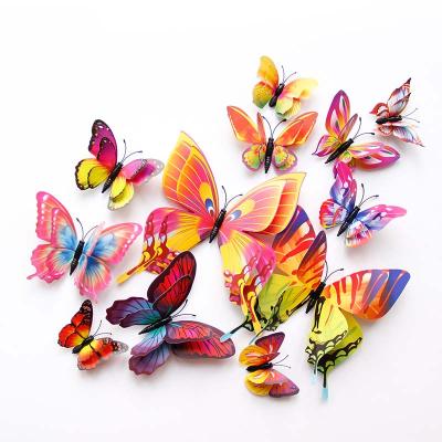 China Eco-friendly 3D Wall Stickers Photo Frame Decoration Home Stickers PVC Color Double Layer Butterflies Wall Sticker for sale