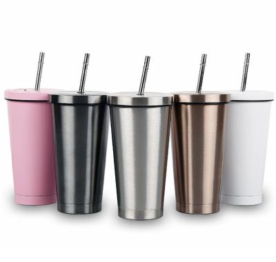 China Sustainable Wholesale Stainless Steel Coffee Mug Beer Mugs Tumblers Vacuum Straw Cup for sale