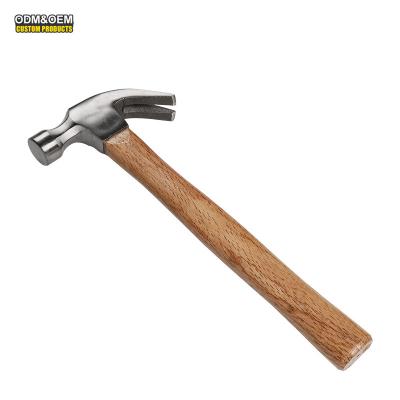 China Nail Hammer Factory Price Custom Carbon Steel Forged Claw Hammer With Wood Handle for sale