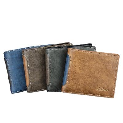 China 2022 Latest PU Leather Custom Made Short Horizontal Tops Bi-fold Anti-theft Wholesale Men's Wallet for sale