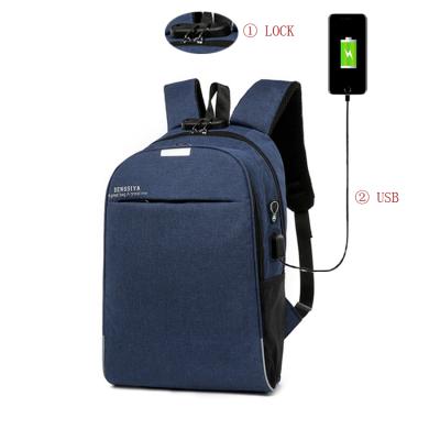 China With USB OEM Wholesale Waterproof Leisure Travel Cases Sports Backpack Anti-theft Black USB Charger Port Bag Backpack Bag for sale