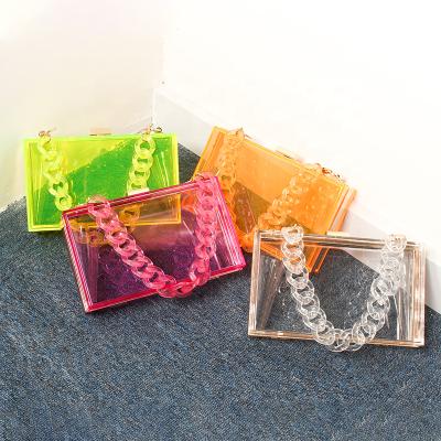 China 2021 Wholesale High Quality Cost-effective Fashion Bag Rectangular Acrylic Transparent Dinner Bag Handbag for sale