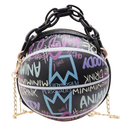 China 2021 New Design Durable Graffiti Basketball Bag Custom Fashion Shoulder Bag for sale