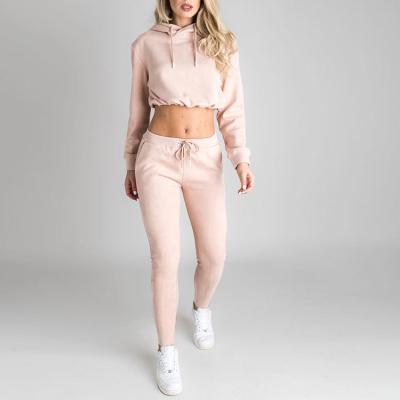 China Custom Sweat Suits Latest Women's Gym Sweatsuit Void Anti-UV Tracksuit Jogging Top Crop Tracksuit for sale